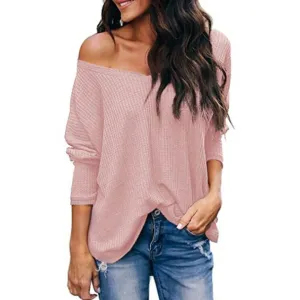 Women's Autumn Loose-fitting V-neck Long-Sleeve Sweater