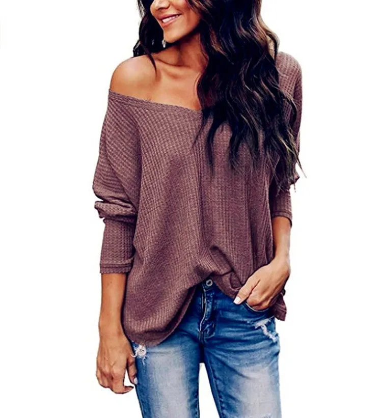Women's Autumn Loose-fitting V-neck Long-Sleeve Sweater