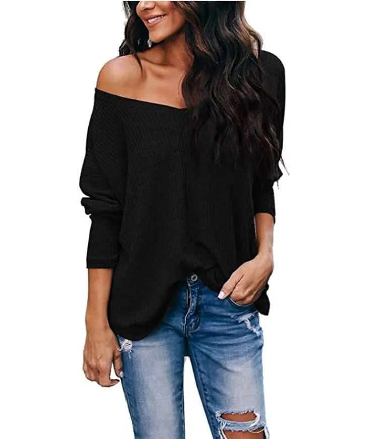 Women's Autumn Loose-fitting V-neck Long-Sleeve Sweater