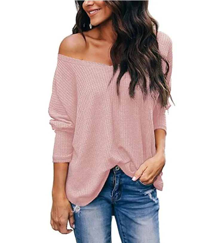 Women's Autumn Loose-fitting V-neck Long-Sleeve Sweater