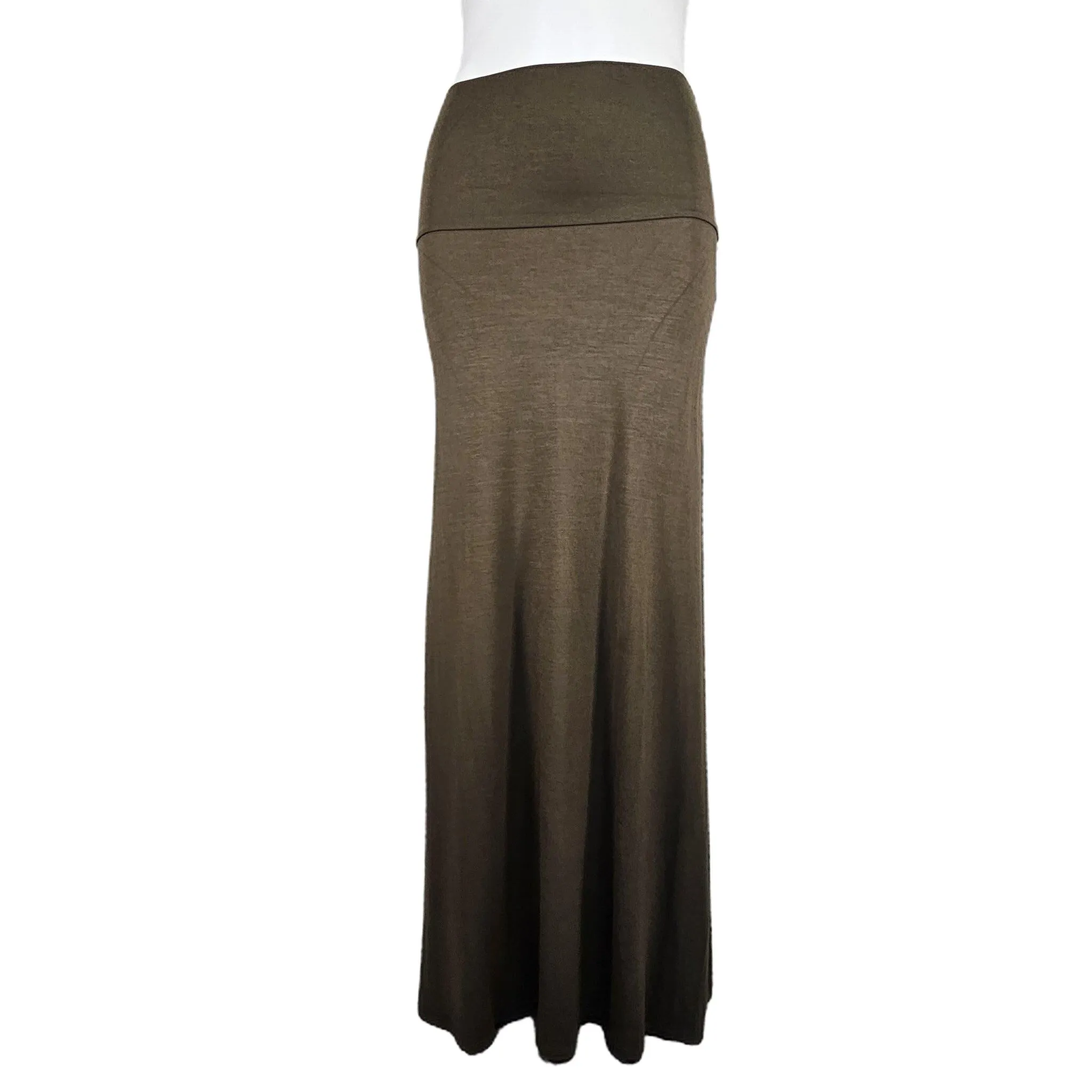 Women's Olive Green Knit Maxi Skirt - Made in USA