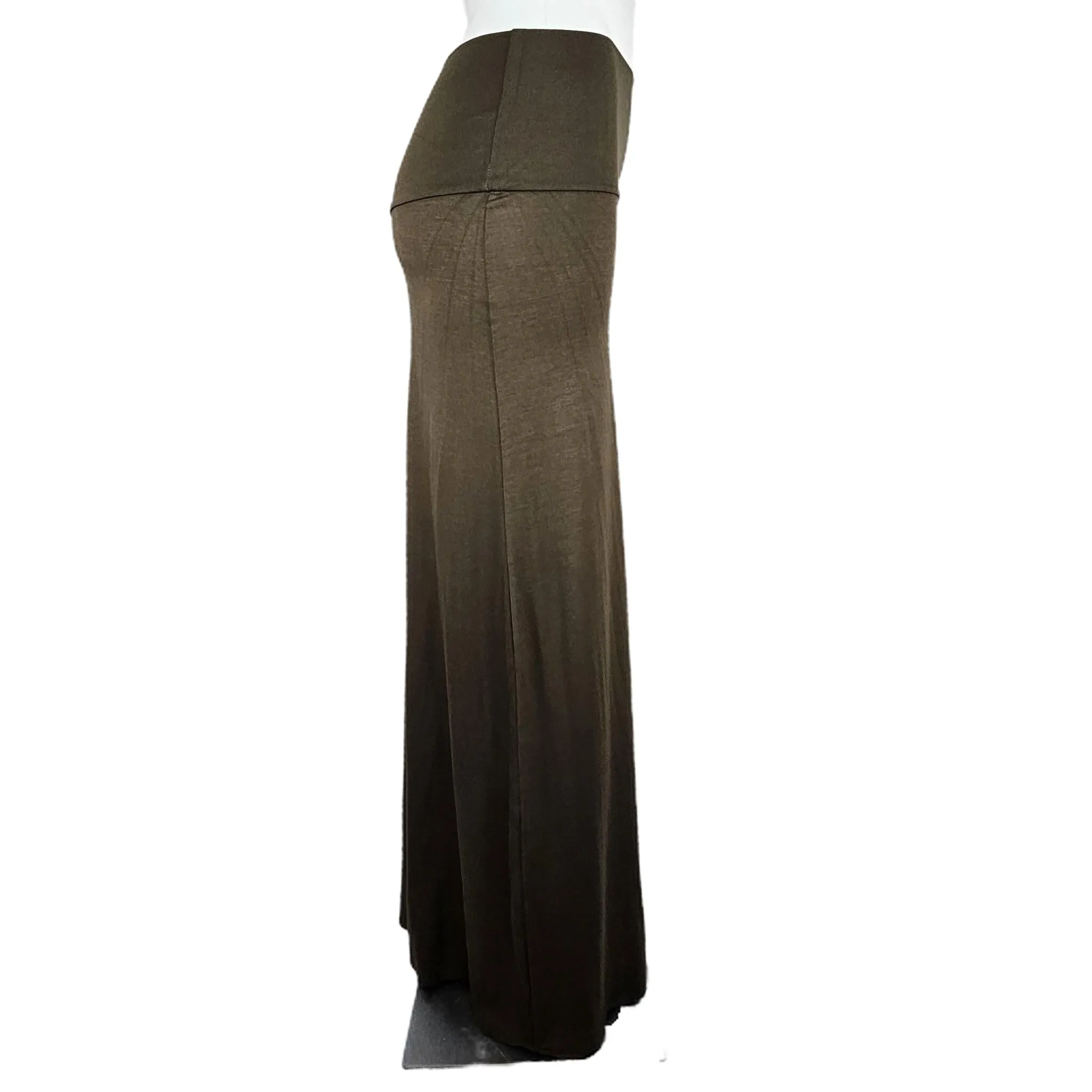 Women's Olive Green Knit Maxi Skirt - Made in USA