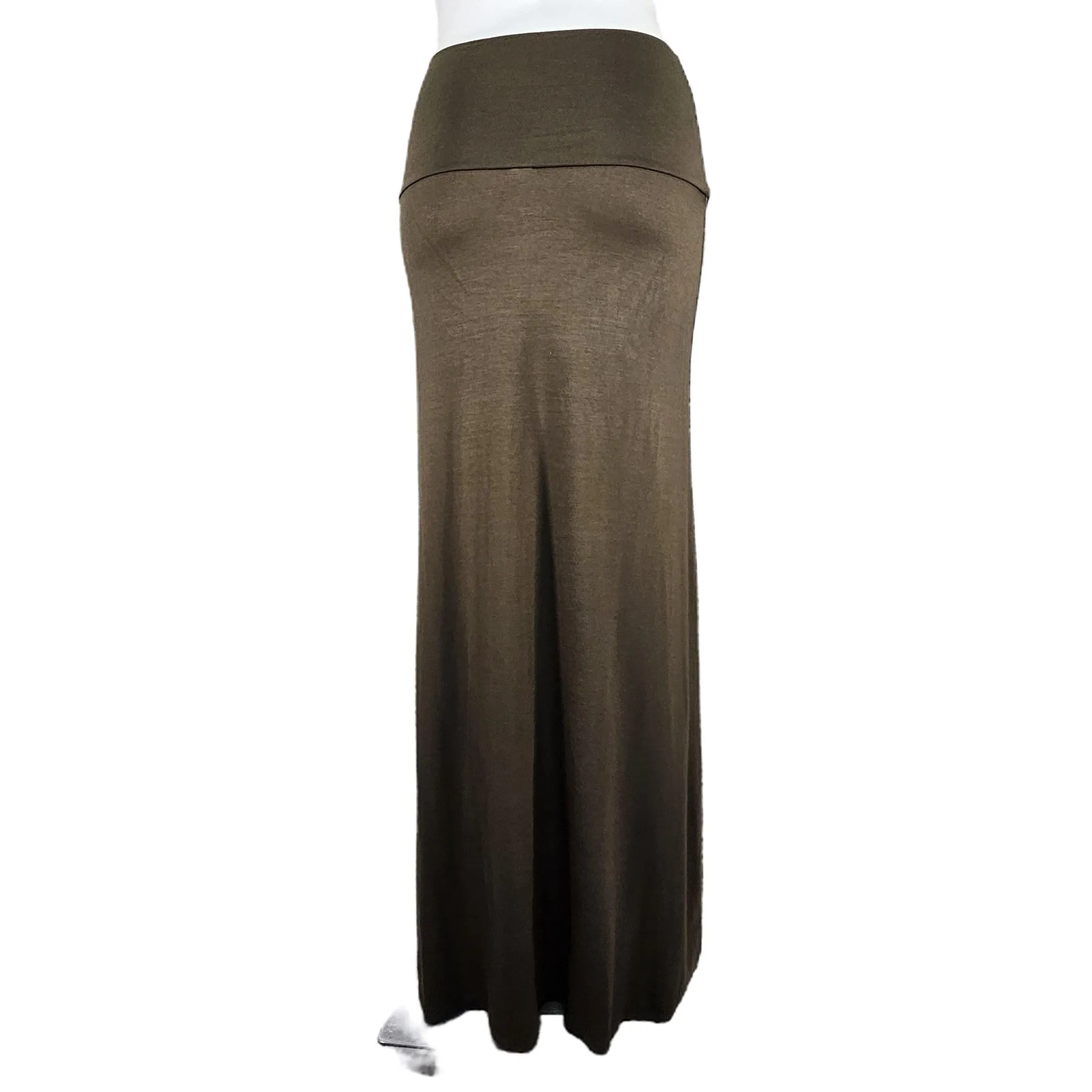 Women's Olive Green Knit Maxi Skirt - Made in USA