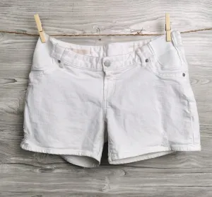 WOMENS SIZE 27R - GAP MATERNITY, White, Side Panel Jean Shorts VGUC B11