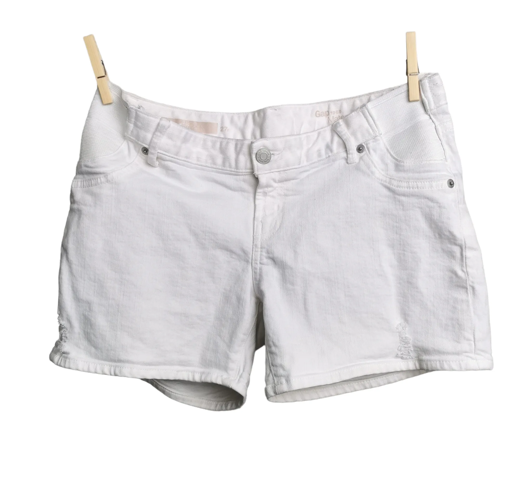 WOMENS SIZE 27R - GAP MATERNITY, White, Side Panel Jean Shorts VGUC B11