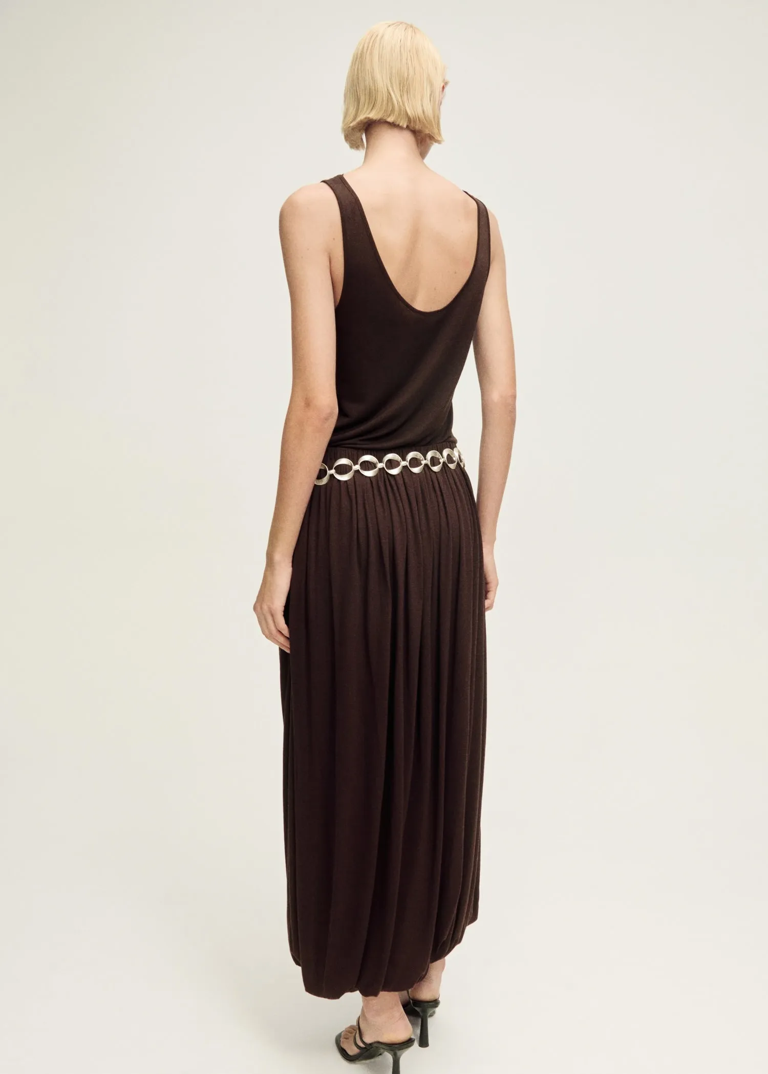 Wool blend skirt with puffed hem