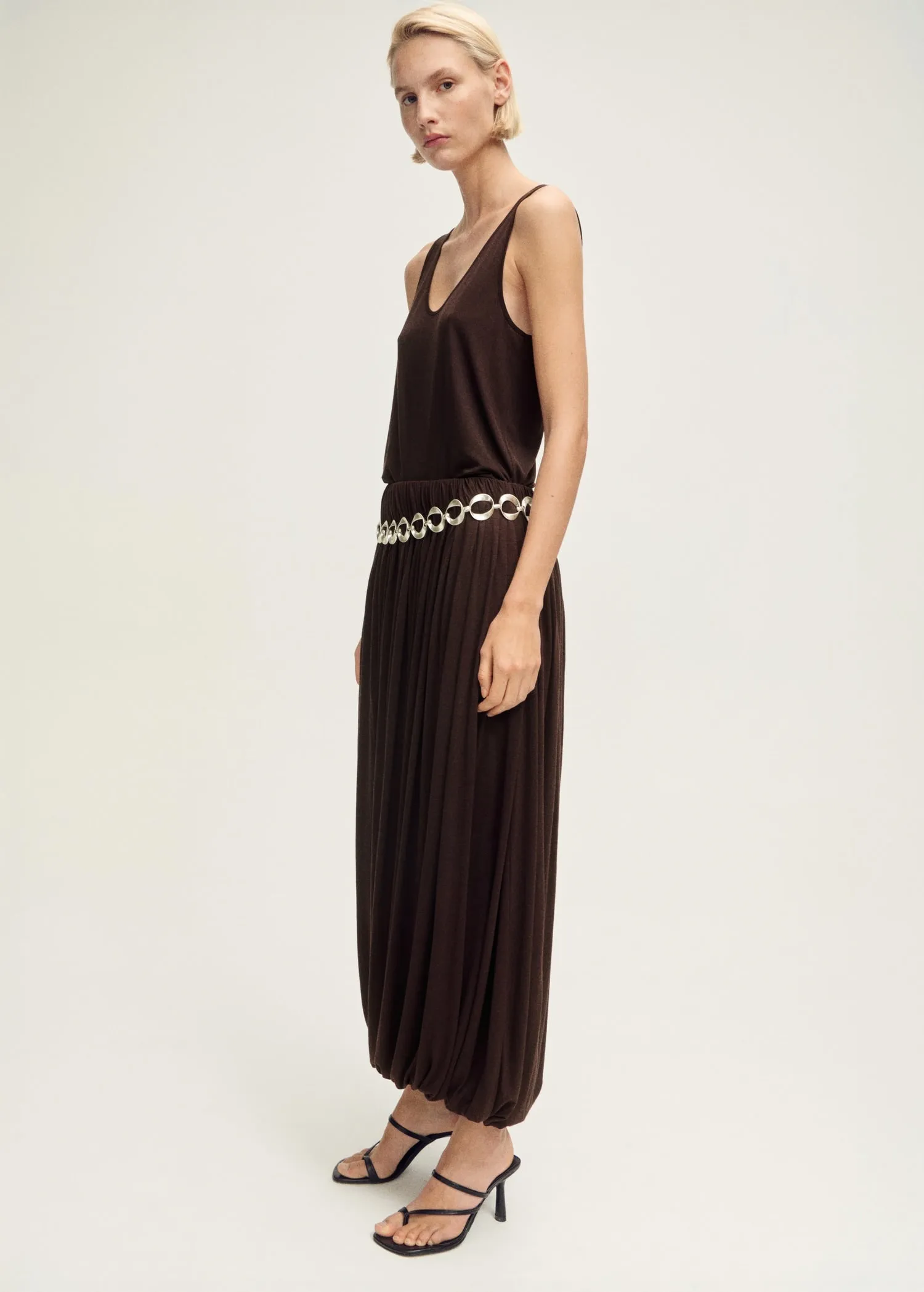 Wool blend skirt with puffed hem