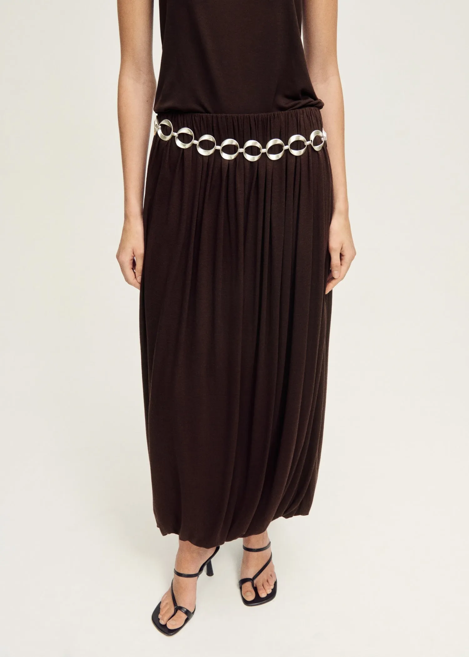 Wool blend skirt with puffed hem