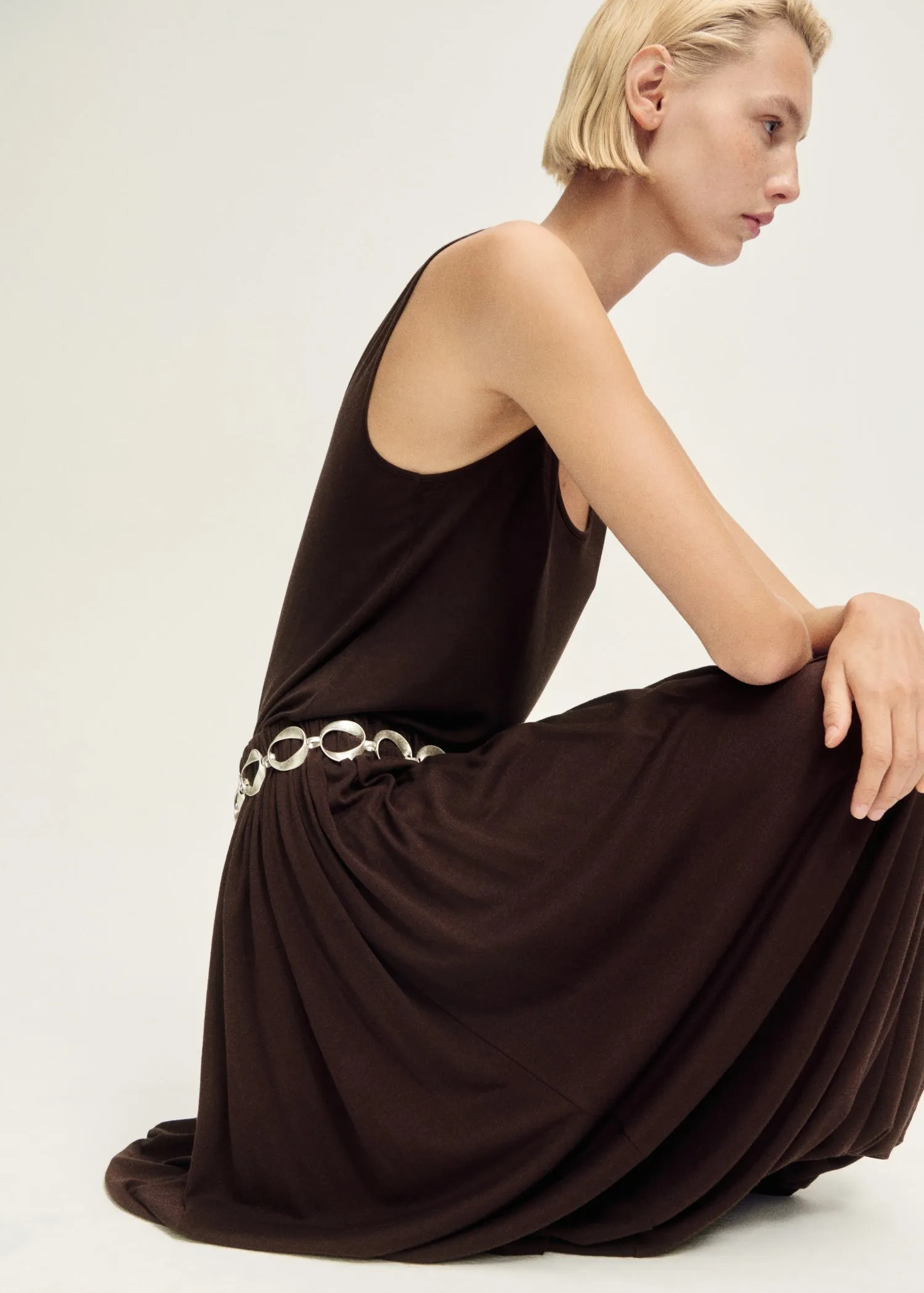 Wool blend skirt with puffed hem