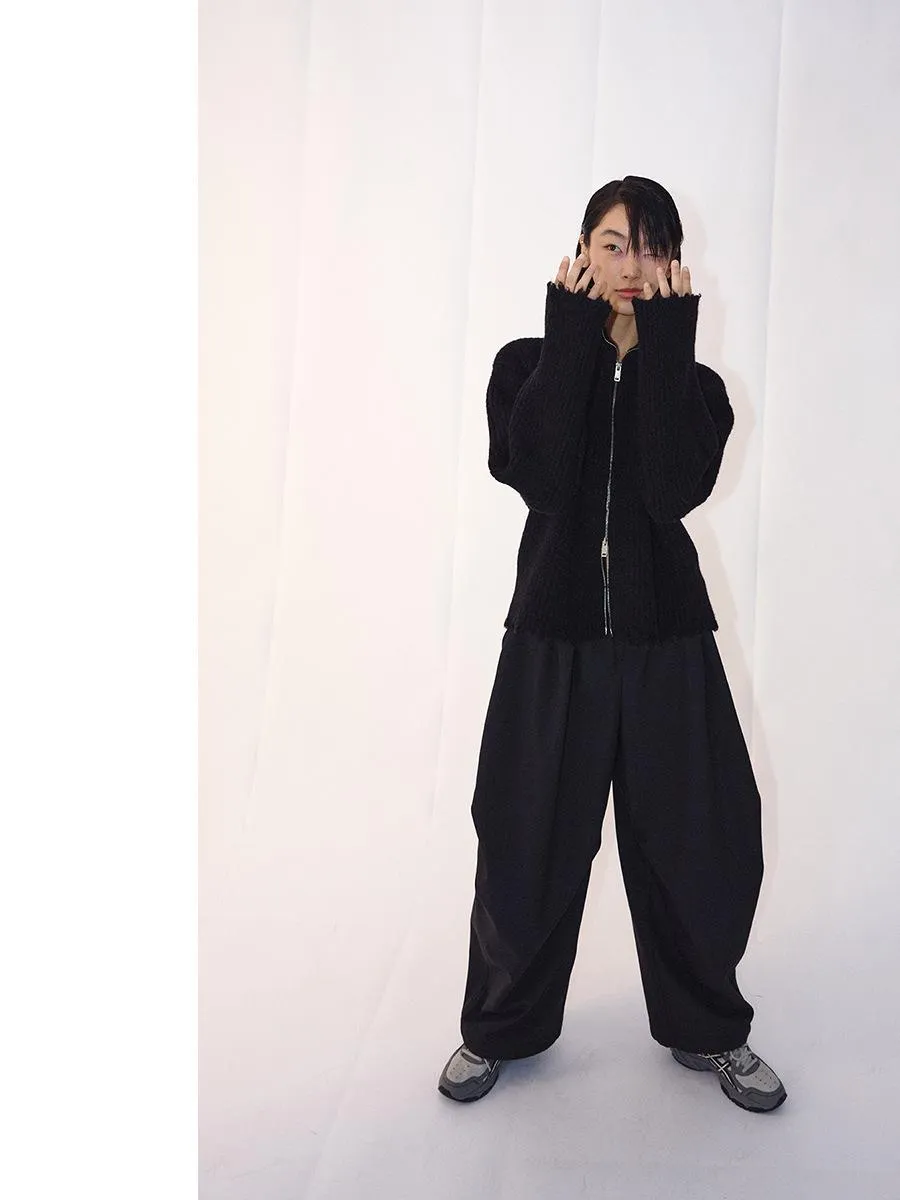Wool Plush Zip Cardigan