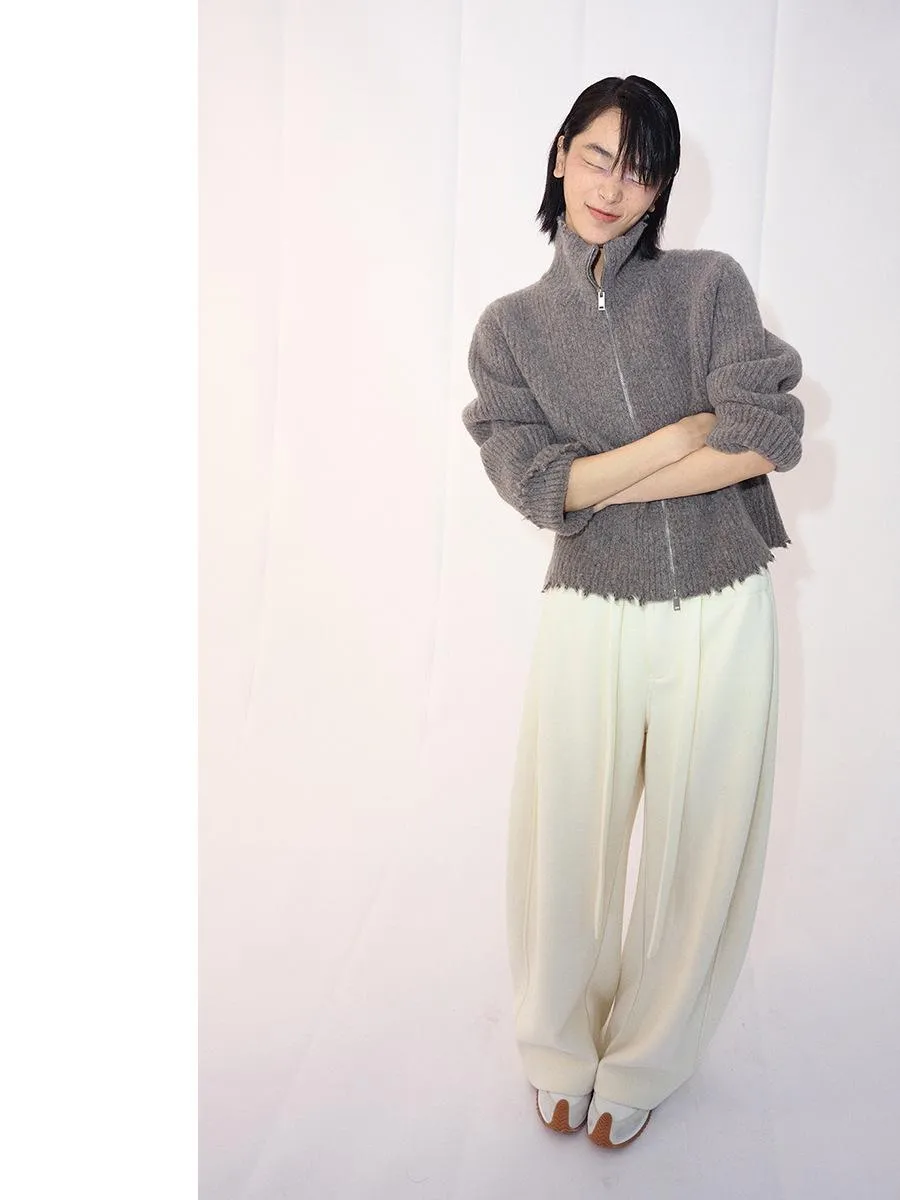 Wool Plush Zip Cardigan