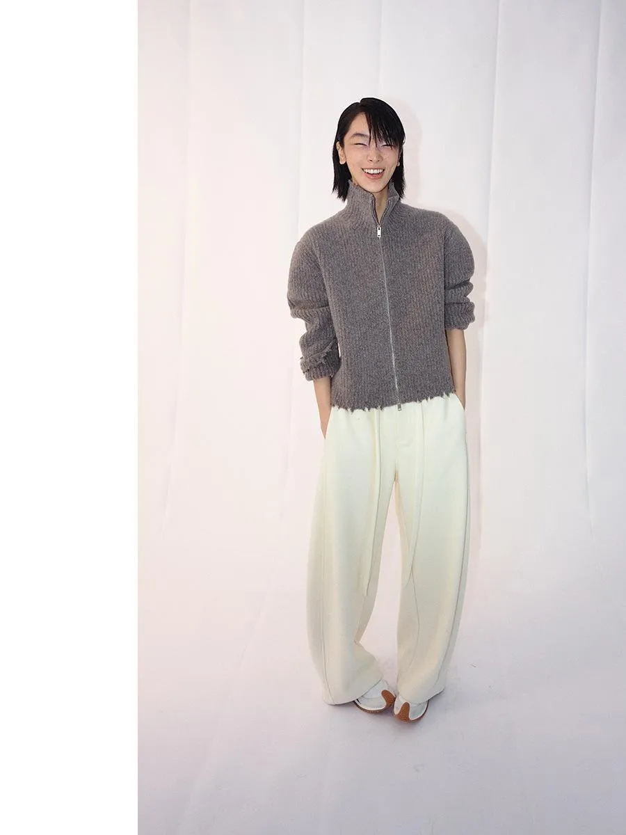 Wool Plush Zip Cardigan
