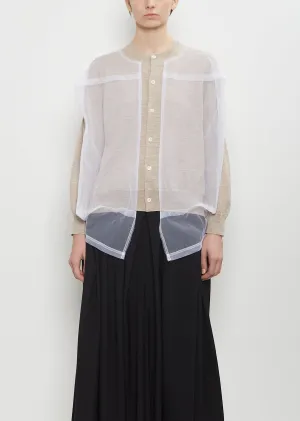Wool Tulle Layered Cardigan