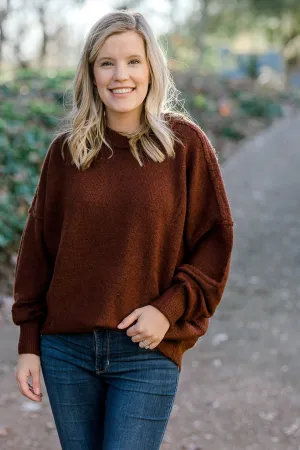 X Mocha Rust Exposed Seam Sweater