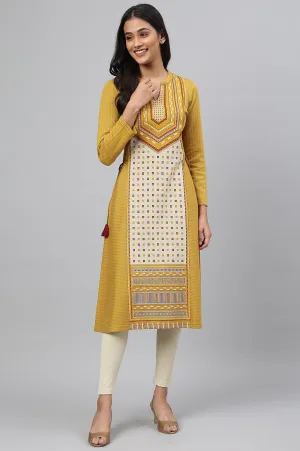 Yellow Yarn-dyed Ethnic Winter kurta