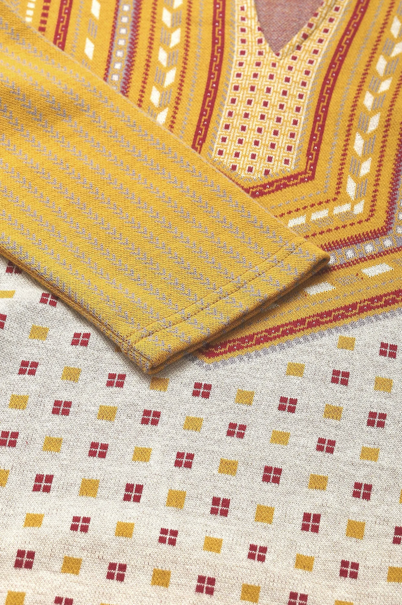 Yellow Yarn-dyed Ethnic Winter kurta